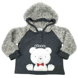 Quacker Jack Boys Pullover Hoodie Top Bear Fleece Size 18 Months 18M Sweat Shirt